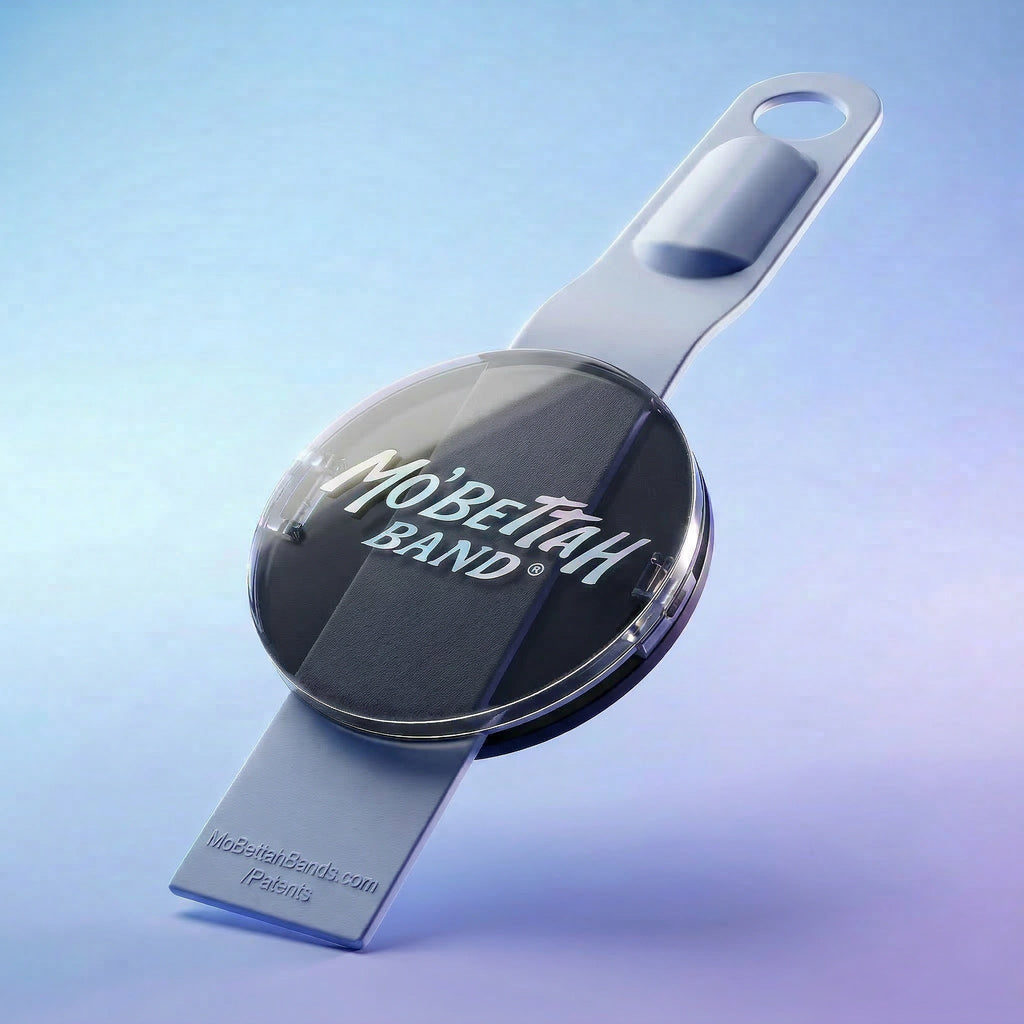 Front view of Purple Mo'Bettah Airplane Phone Holder for MagSafe-compatible iPhone