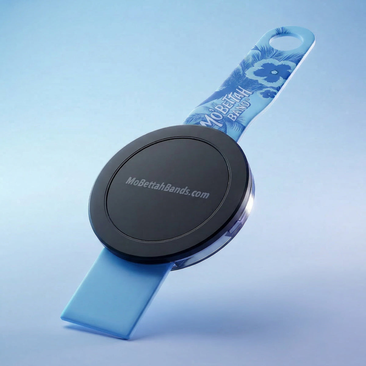 Back view of Blue Mo'Bettah Airplane Phone Holder for MagSafe-compatible iPhone