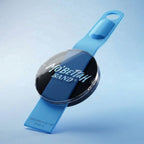 Front view of Blue Mo'Bettah Airplane Phone Holder for MagSafe-compatible iPhone