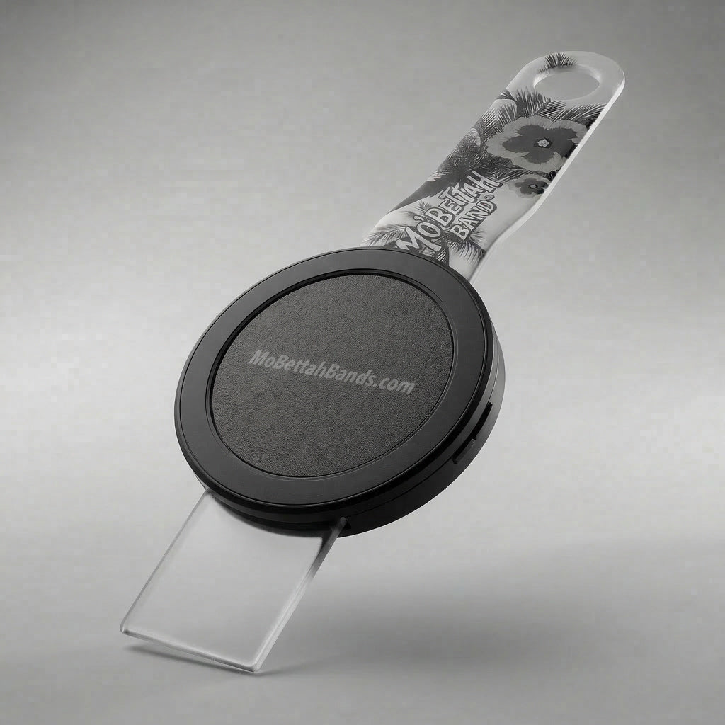 Back view of Clear Mo'Bettah Airplane Phone Holder for MagSafe-compatible iPhone