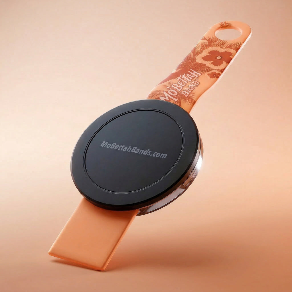 Back view of Orange Mo'Bettah Airplane Phone Holder for MagSafe-compatible iPhone